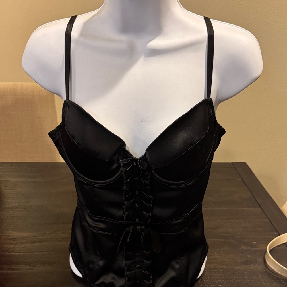 Victoria's Secret Black Satin Corset Top